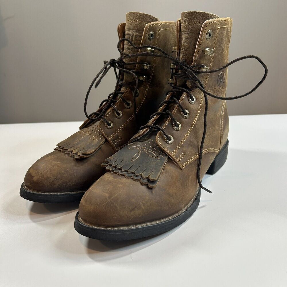 Ariat Boots Women's 8.5C Heritage Lacer II Kiltie Distressed Brown Leather